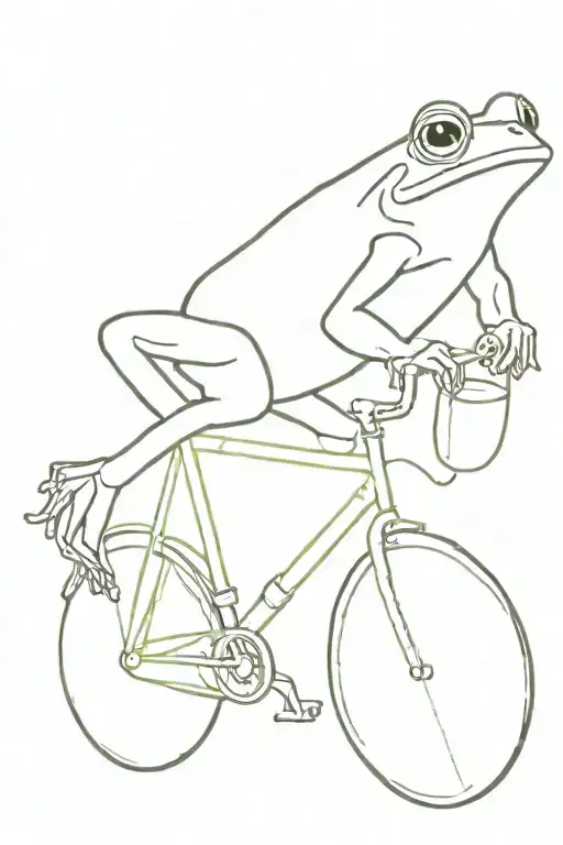 Frog On A Bike With A Glass Of Liquid In One Hand