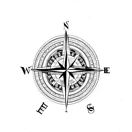Compass With Mountain And Anchor