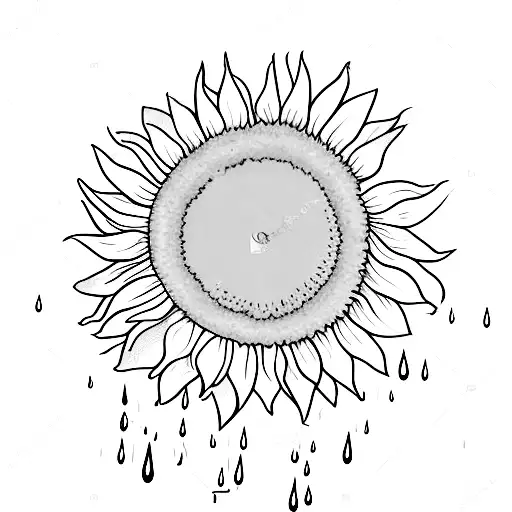 Sunflower On The Window With A Sad Face And Raining Scenery Backgroud