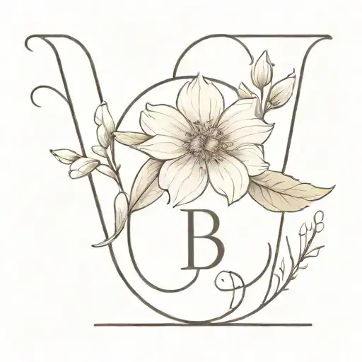 December Birth Flower With Lb Initials