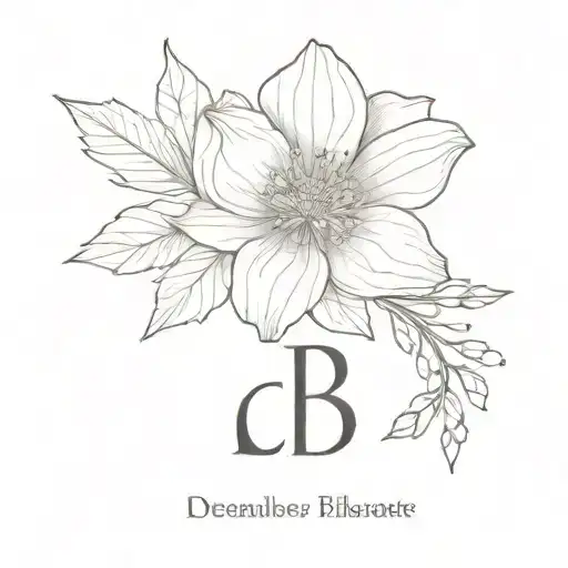 December Birth Flower With Lb Initials