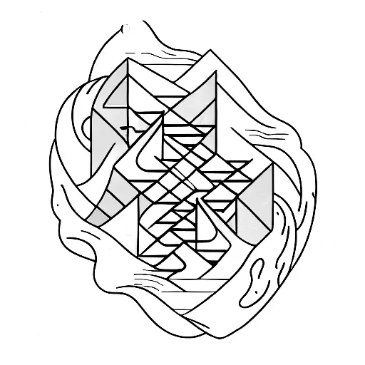 An Abstract Representation Of A Computer Chip Transforming Into A Wave Crashing Against A Mountain