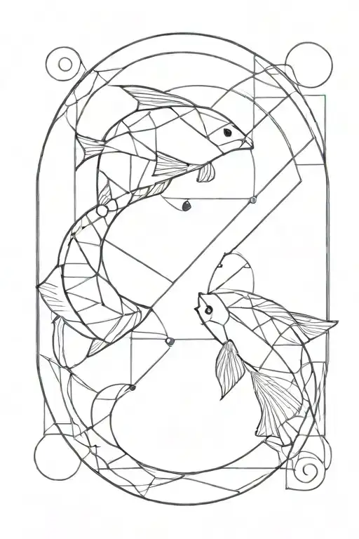 Geometric Pisces Design Combining Elements