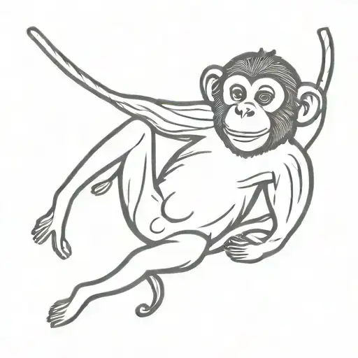 Monkey Hanging Upside