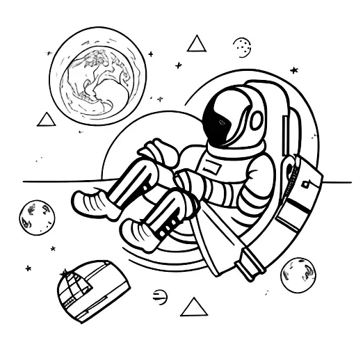 Astronaut Sitting Down In The Moon Watching The Earth Full Of Building And Proud Of His Travel