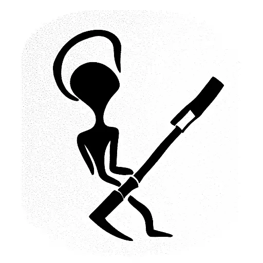 A Classic Alien Holding A Sledgehammer