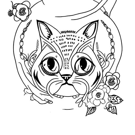 One Eyed Cat With Flowers