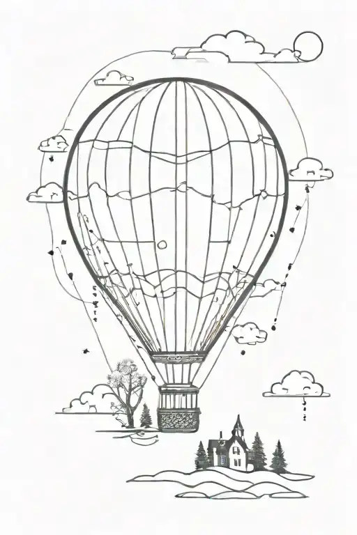 Geometric Hot Air Balloon With Tree On It