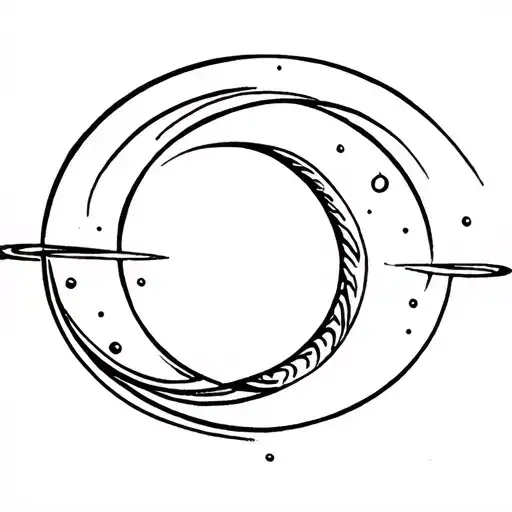 Crescent Moon With An Orbit Ring Around It Like A Planet