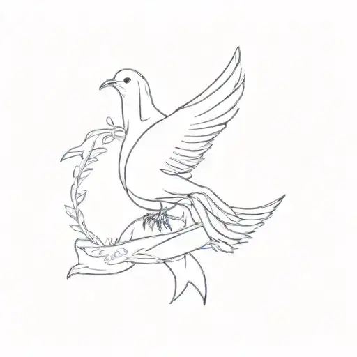 A Dove With A Banner Whith Dates