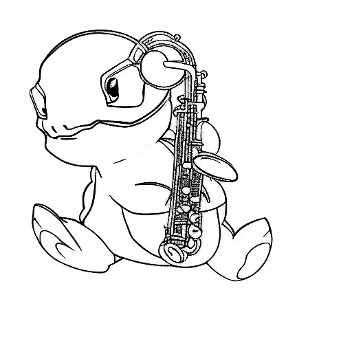 A Cartoon Squirtle Wearing Sunglasses Playing A Saxophone