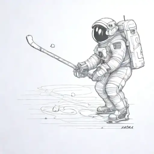 Astronaut Playing Hockey