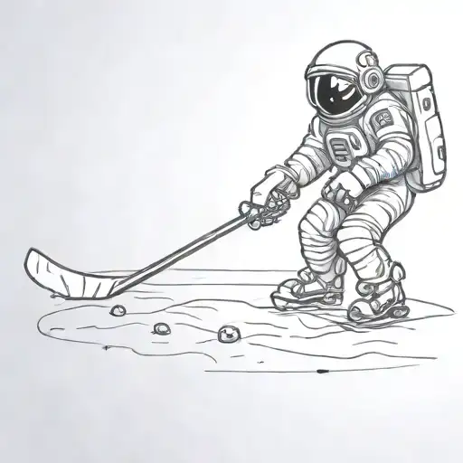 Astronaut Playing Hockey