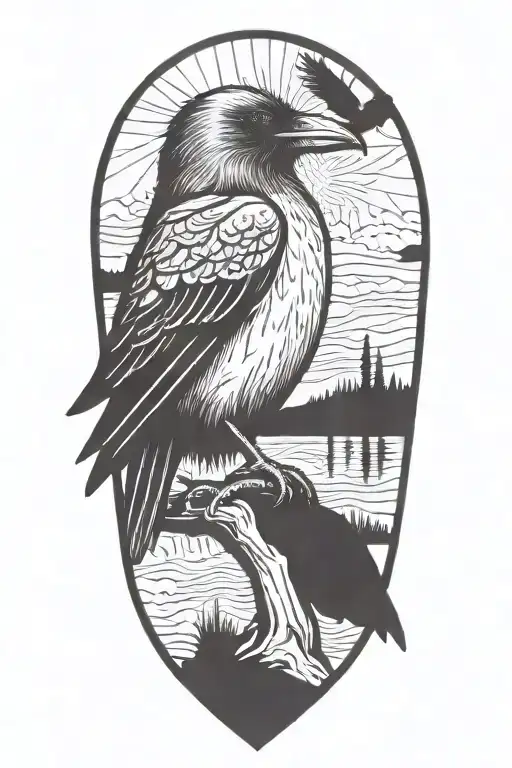 Raven Perched Atop The Words