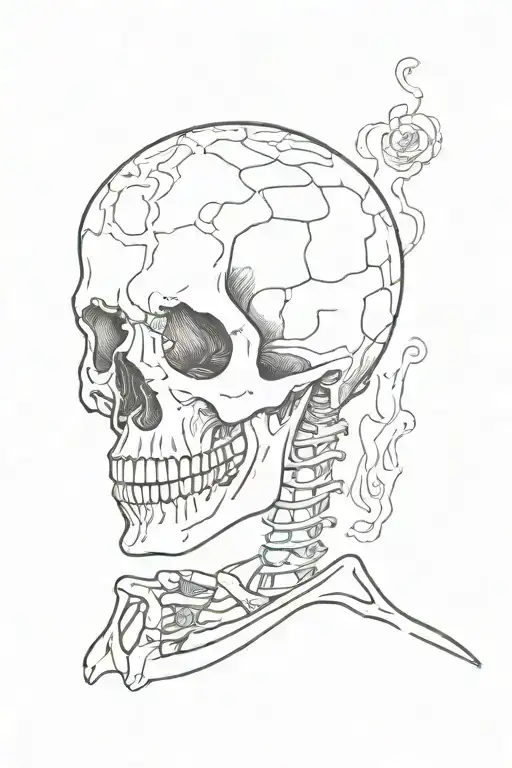 Full Skeleton That Has Slightly Bad Posture And A Burning Head