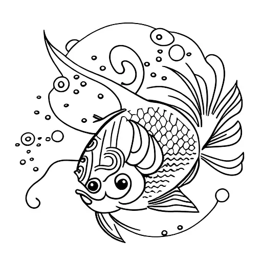 Miniature Fish With Flower