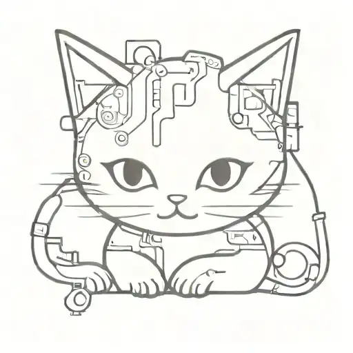 A Cute Chibi Cat Made Out Of Circuitry And Electronic Components