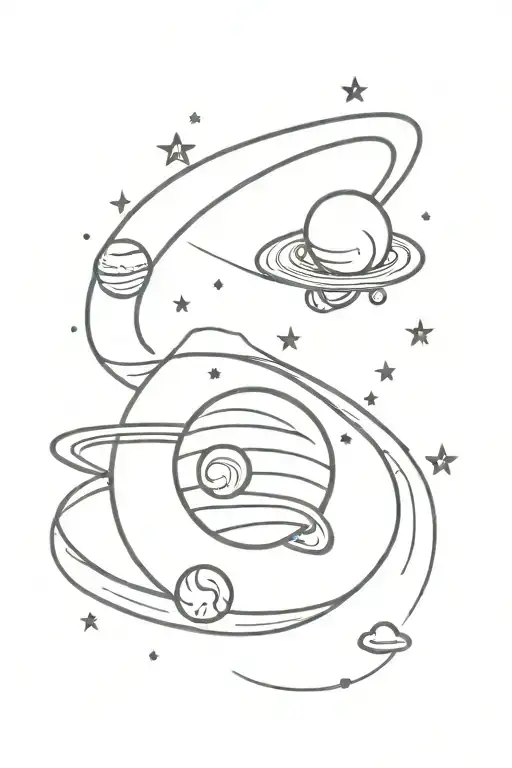 Baby And Saturn With Stars