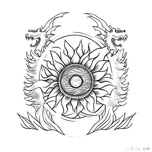Back With Dragon Moon Sun Flowers Minimalist
