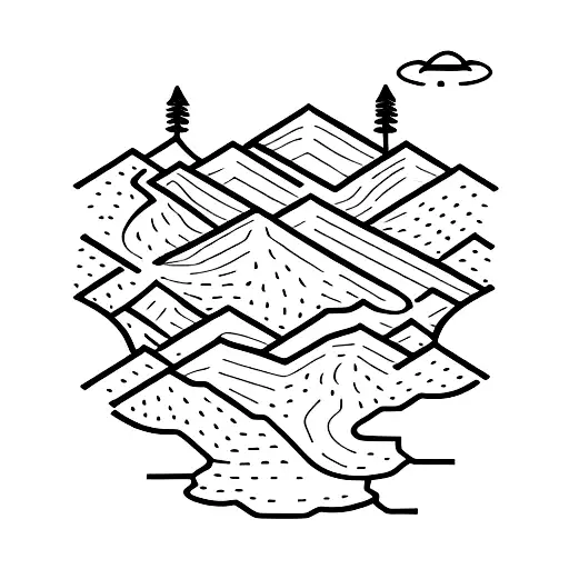 A Minimalist Tattoo Of A Hiking Trail Winding Through A Mountain Range