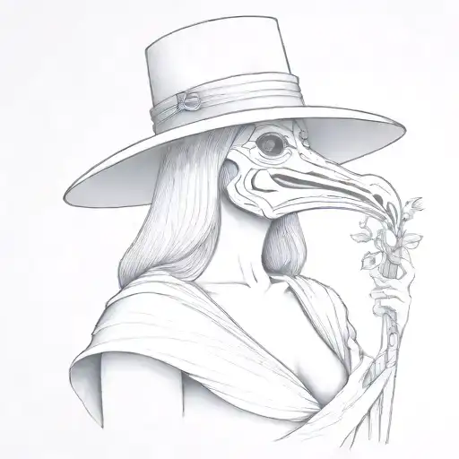 Plague Doctor Female Woman Body With Bird Skull Staff