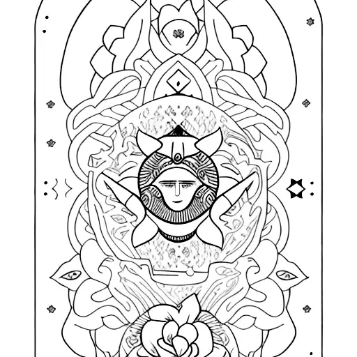 Moon With Iranian Flowers Based Off Tarot Cards