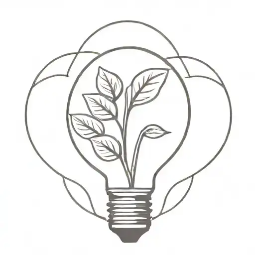 Plant Under Light Bulb Simple Lines