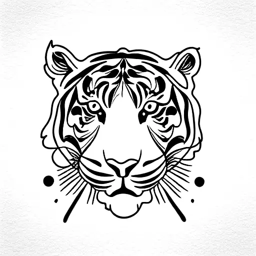 Tiger With Lotus Flowers