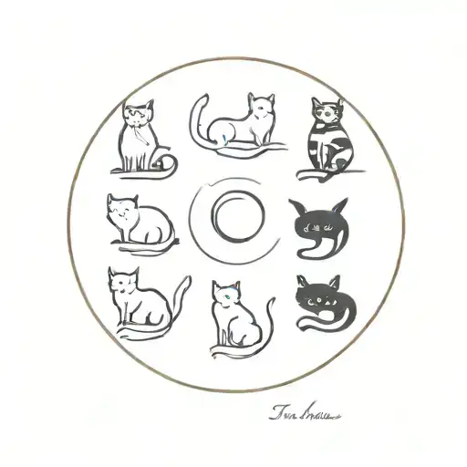 Six Cats In A Circle