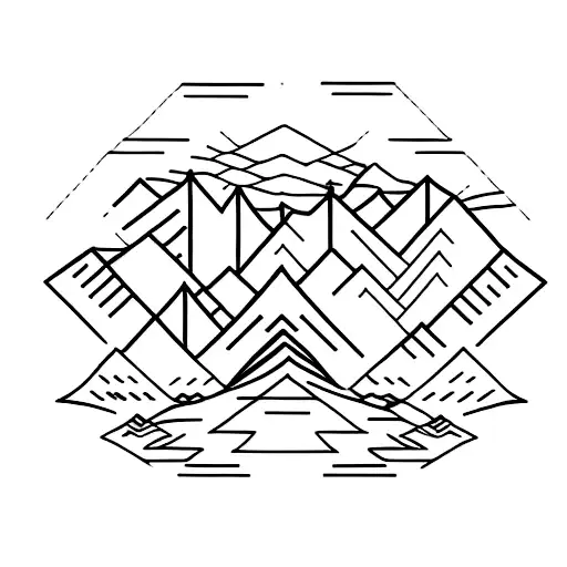 A Minimalist Tattoo Of A Mountain Range Made Up Of Lines Of Code