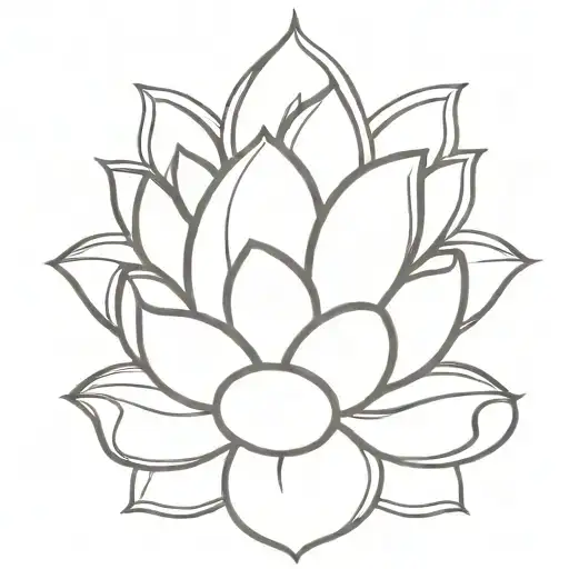 Lotus Flower With 5 Hearts Underneath In A Straight Line