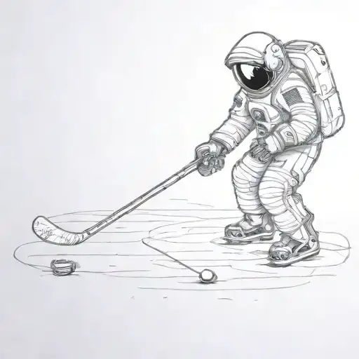 Astronaut Playing Hockey