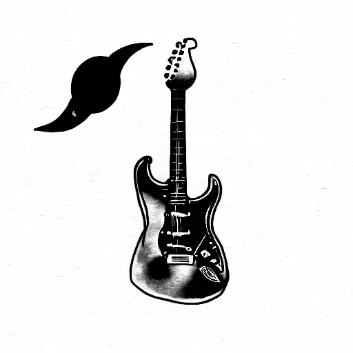 Blue Stratocaster With Moon