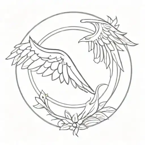 Sun And Half Angel Wings