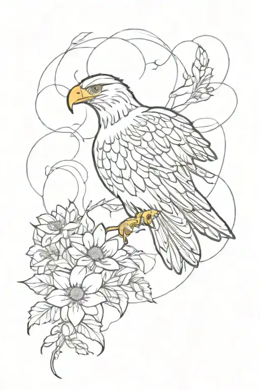 Wild Flowers Bed With A Golden Eagle With A Snake In The Eagles Mouth
