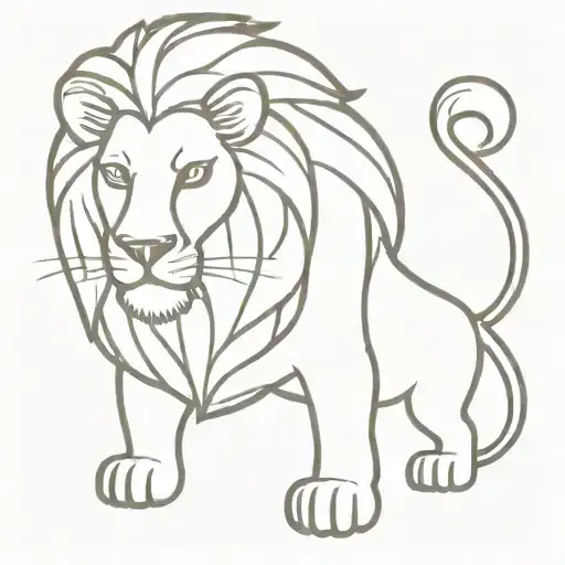 Full Lion Body Tattoo-either Cartoon Style And Funny