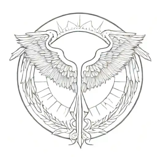 Sun And Half Angel Wings