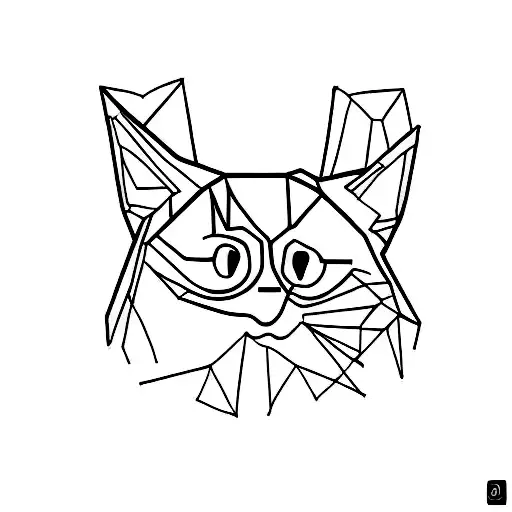 A Minimalist Tattoo Of A Mountain Range With A Tiny Cat Sitting On Top