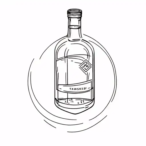 Line Tattoo Featuring Whiskey Elements Inspired