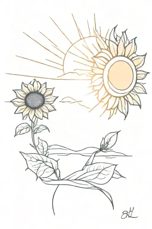 Sunset And Sunflower