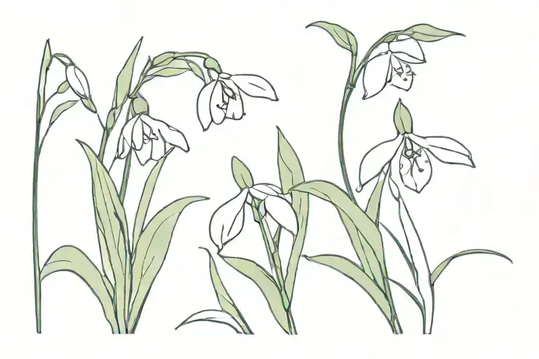 2 Snowdrops And One Lily Of The Valley Intertwined