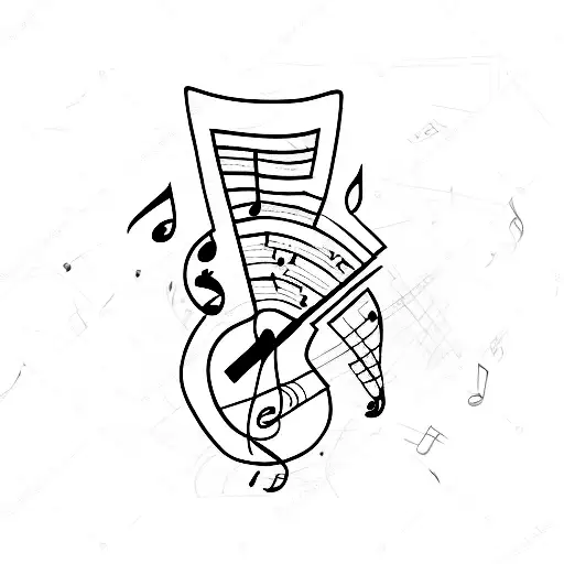 A Sketch Of A Broken Guitar With Music Notes Escaping From The Cracks