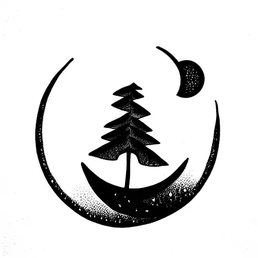 Hindu Unalome With Moon