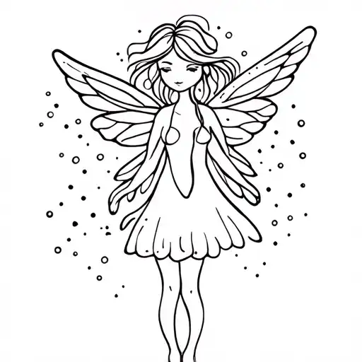 Simple Sticker Style Fairy With Wings And Sparkles Feminity Dot Spirituality