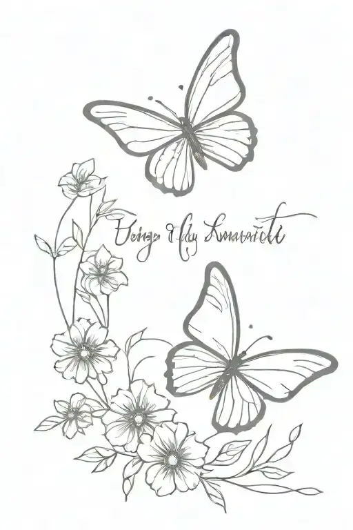 Butterfly And Flowers With Quote Written