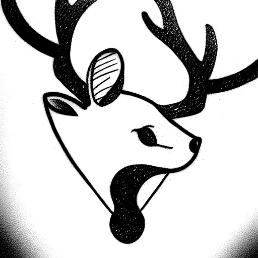 Minimalistic Outline Drawing Tattoo Of A Deer Standing Next To Mouse