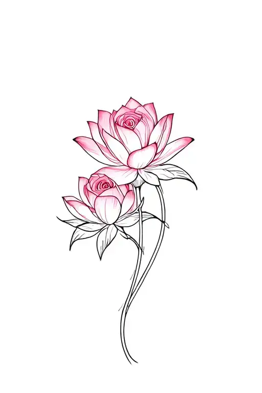 Rose Lotus Lilly Next To Each Other