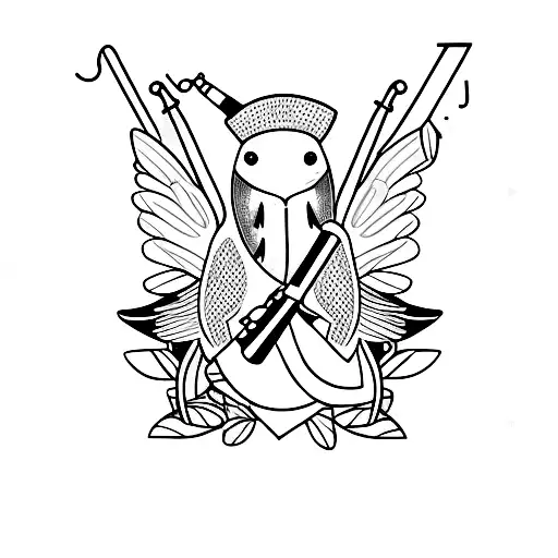 Hummingbird With Bagpipes And Cards