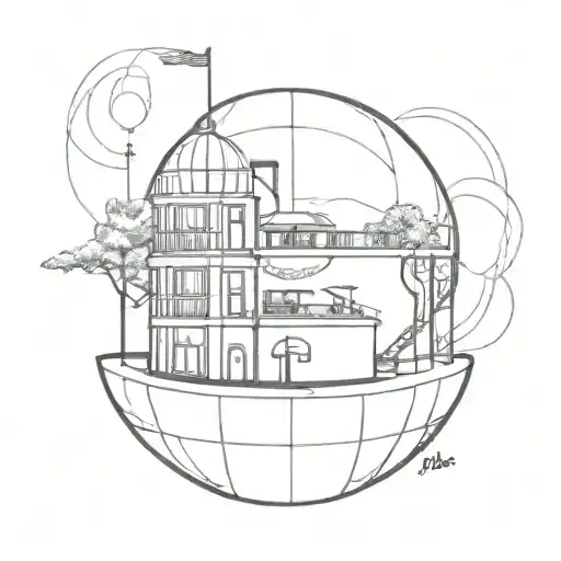 A Restaurant Building Sitting On The Edge Of A Globe