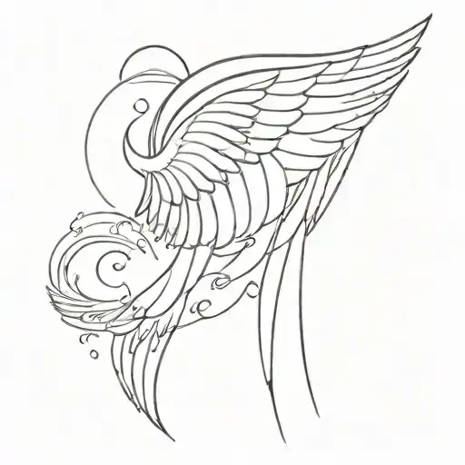 Sun Rays And Half Angel Wings